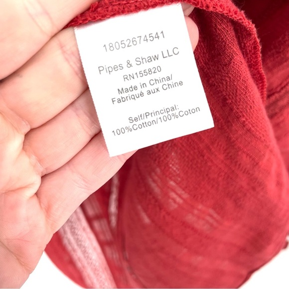 Veronica Beard Kalina Tassel Tie Boho Peasant Blouse Long Sleeve Top Brick Red - Picture 10 of 10